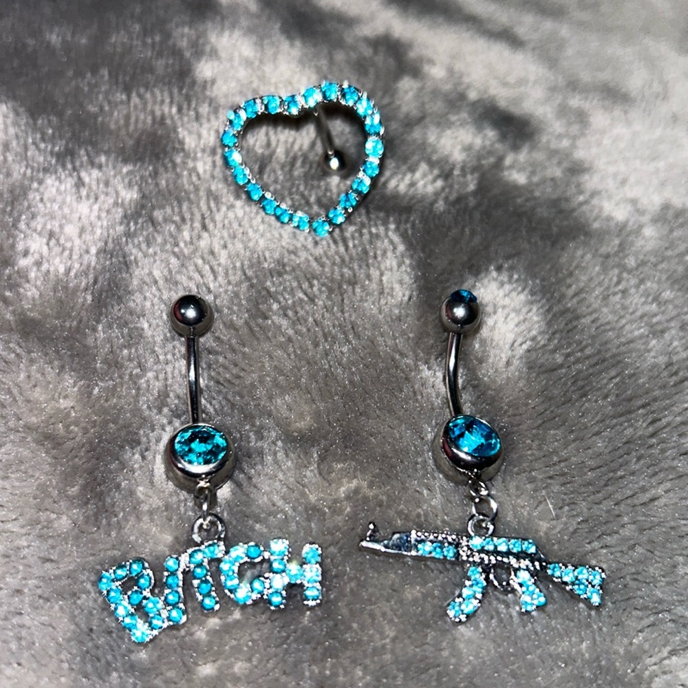 BELLING RINGS SET, BRAND NEW Blue sparkle